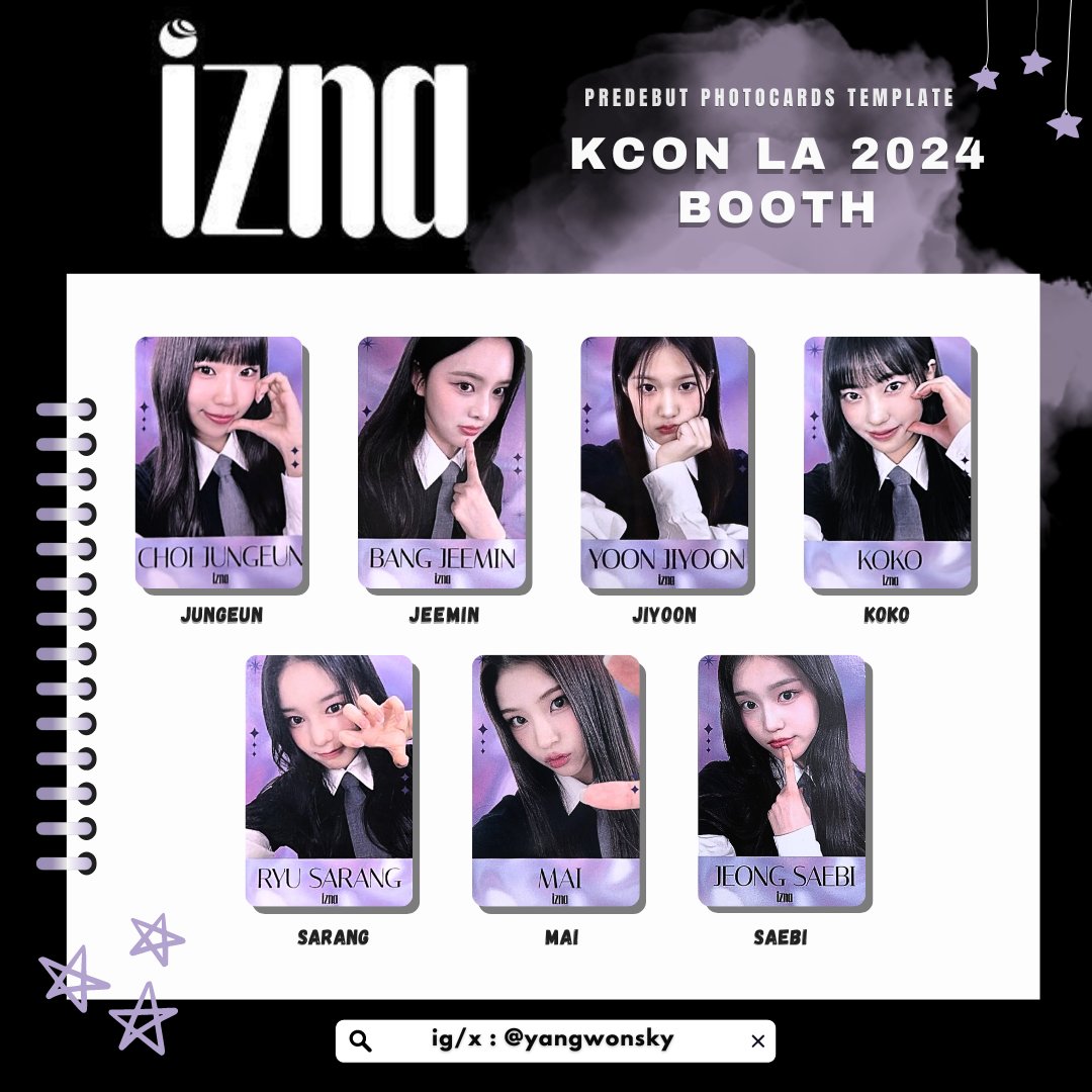 ☆°• IZNA PREDEBUT PHOTOCARD PCS TEMPLATE OT7 KCON LA 2024 BOOTH