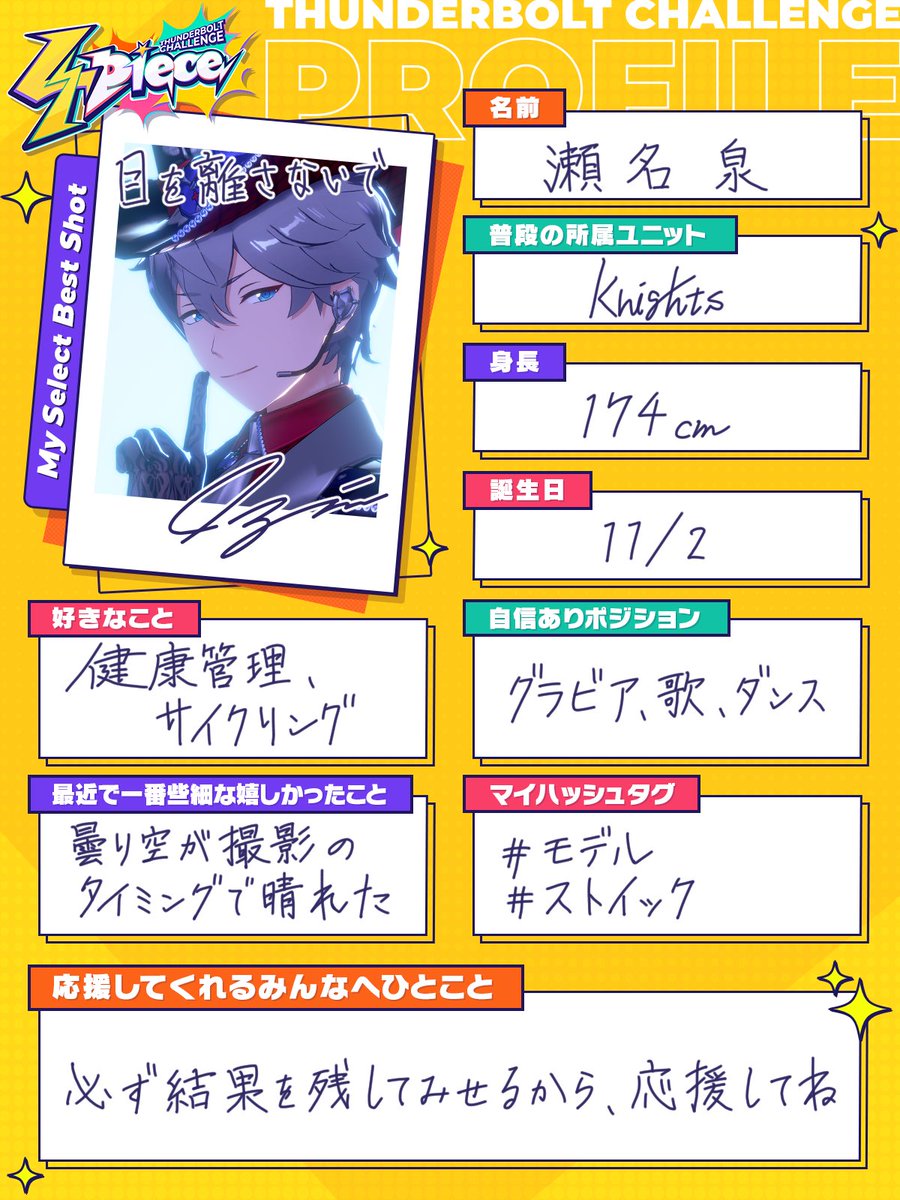 ✩˖°⌖.￣￣￣￣￣￣￣￣ 手書きプロフィール📝 瀬名 泉（せな いずみ