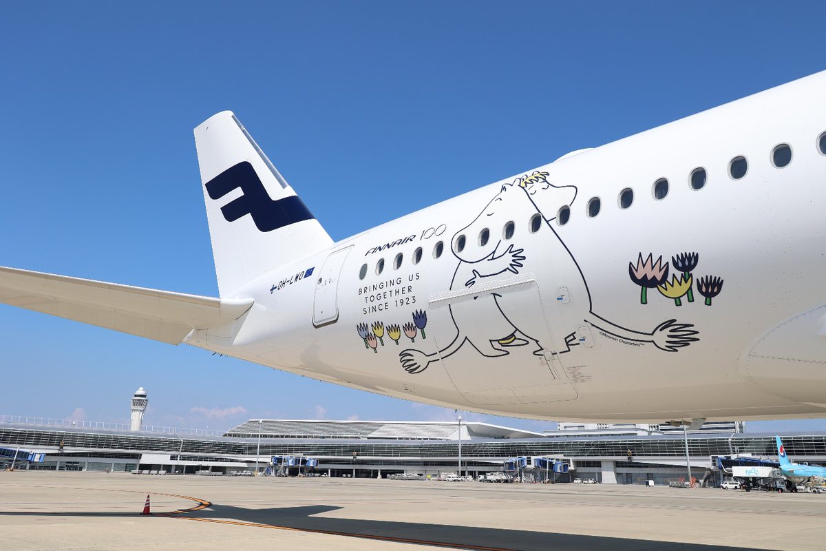 昨日飛来したフィンエアーのA350は、就航100周年を記念したムーミン