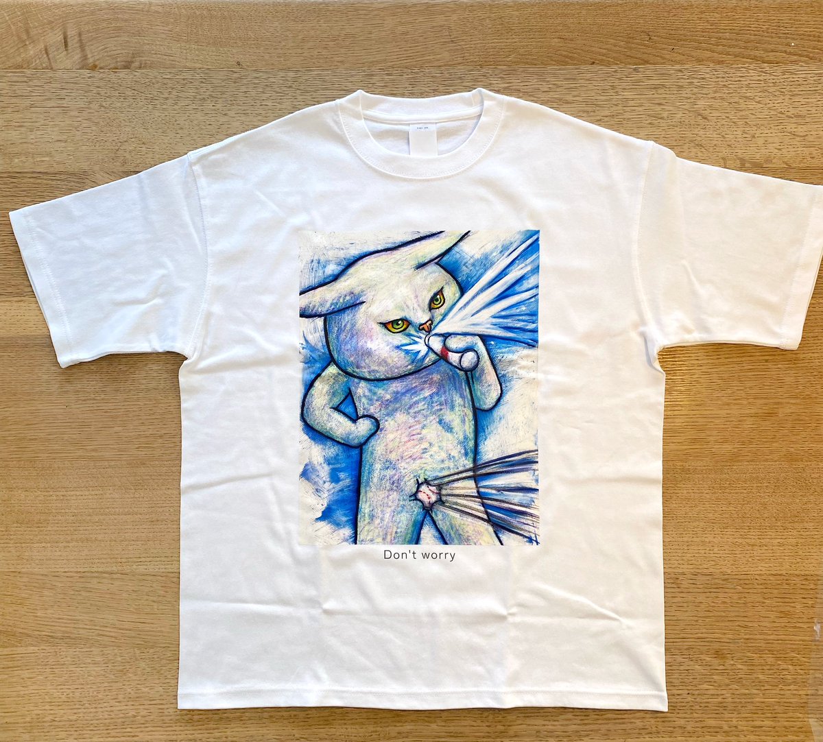 Don't worry 【心配するなよ】 と、プリントしてありますので 頭に斧が