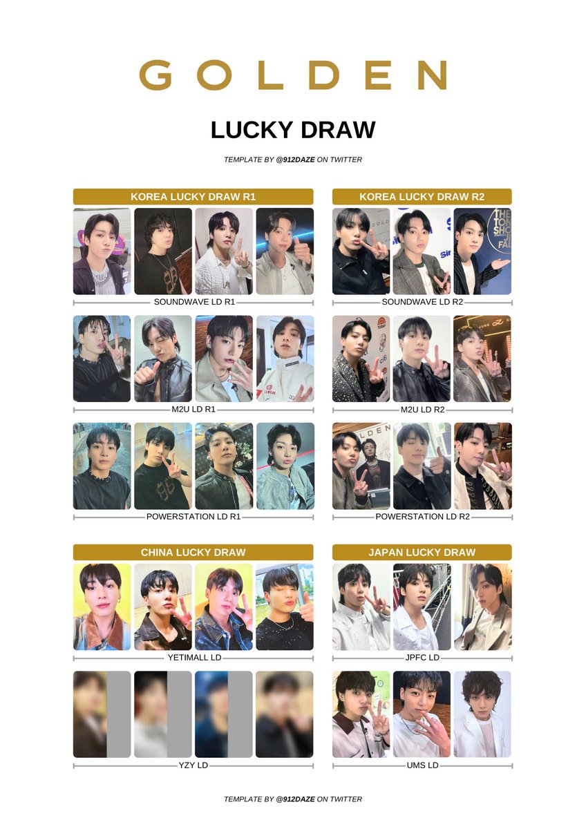 BTS JUNGKOOK PC PHOTOCARD WISHLIST TEMPLATES✨ ⭐️ JK - GOLDEN PC