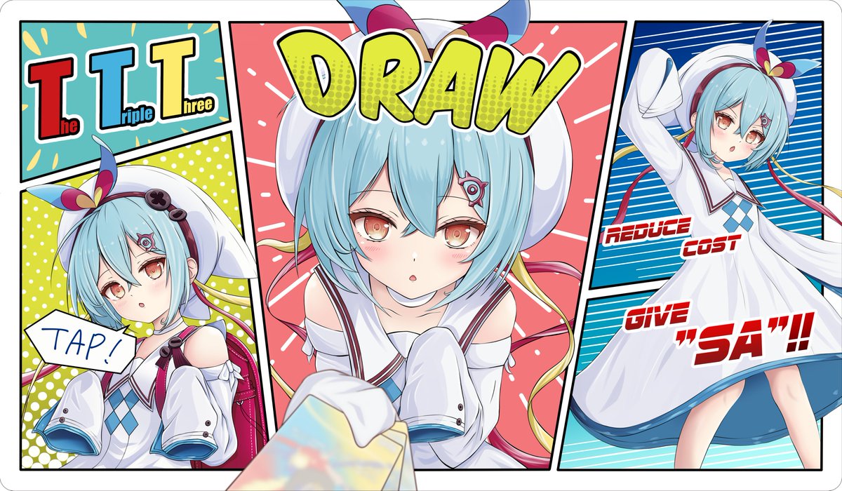 TTTちゃんのプレイマットできた！ デザインはなんとなくアメコミ風