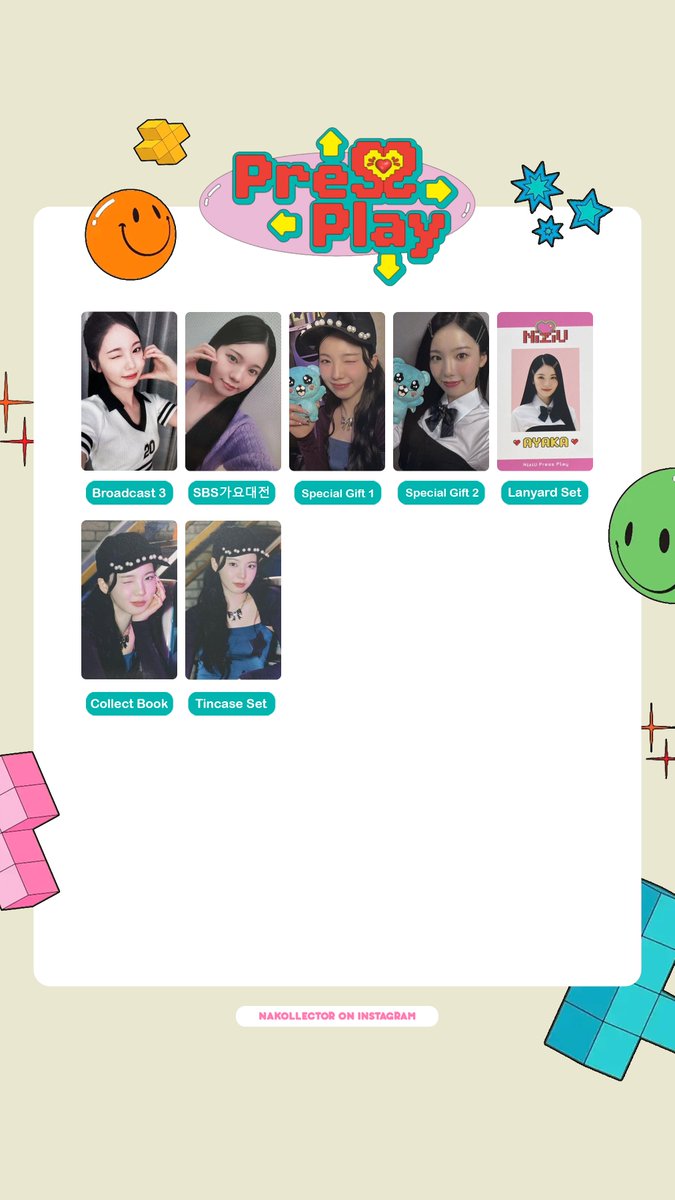 NiziU ニジュー Press Play OT9🎮Photocard Wishlist / Template