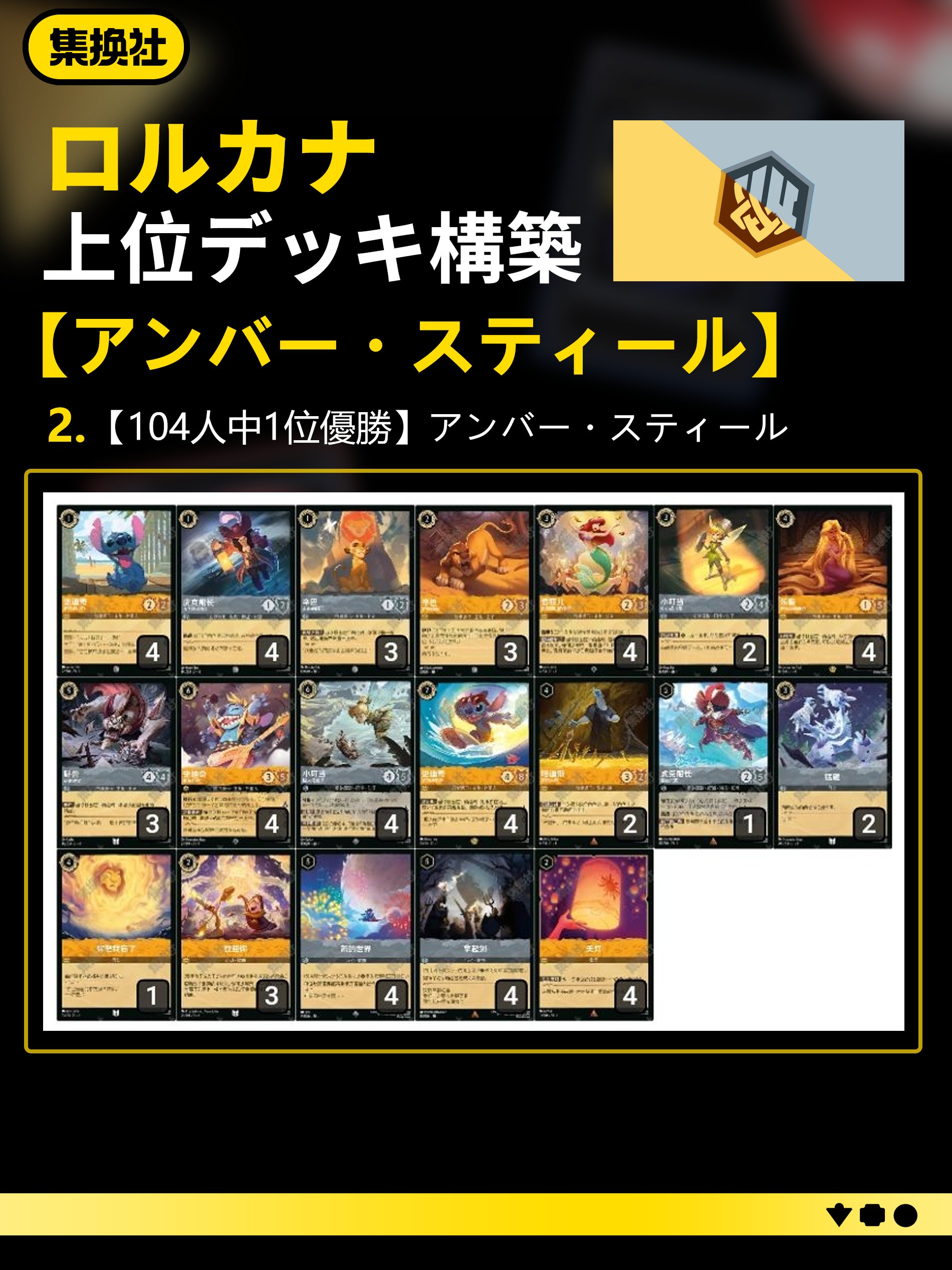 ロルカナ ガチデッキ アンバースチール 過去215人大会優勝レシピ