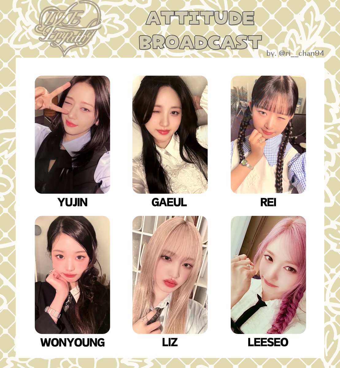 IVE EMPATHY ATTITUDE broadcast photocard list 아이브 애티튜드 공방
