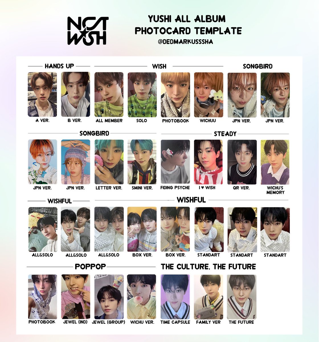 NCT WISH💫 Sion, Riku, Yushi ALL ALBUM PHOTOCARD TEMPLATE 엔시티