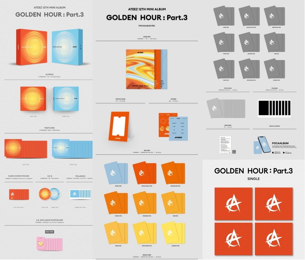 🤍🤍🤍 #ATEEZ [GOLDEN HOUR : Part.3] 🤍🤍🤍 📍トレカ一覧 <最新版