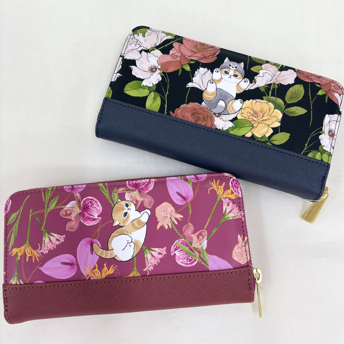 mofusand 日比谷花壇 長財布 ブラック 花柄 モフサンド 春財布