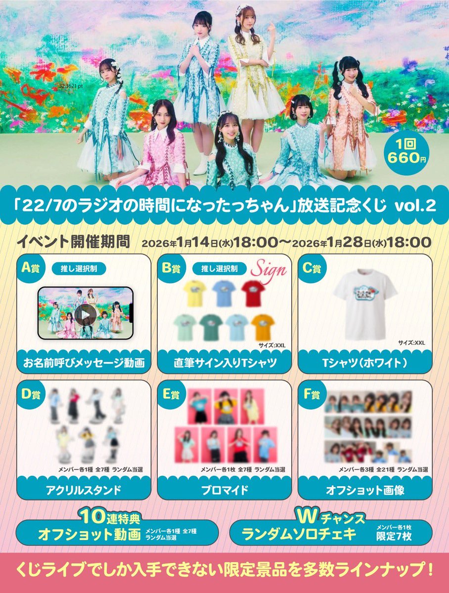 22/7のラジオの時間になったっちゃん」 🎊放送記念くじ vol.2🎊 販売は