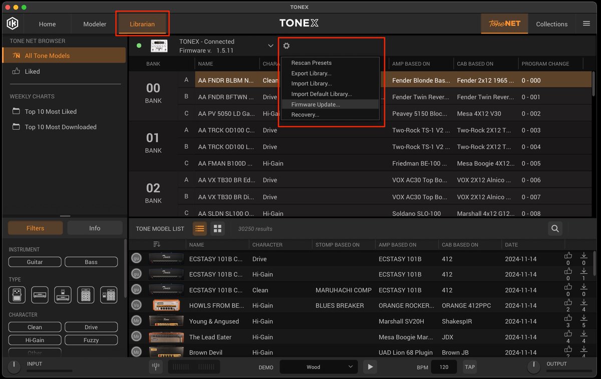 TONEX Pedal、TONEX ONEファームウェアのアップデートに失敗してしまっ