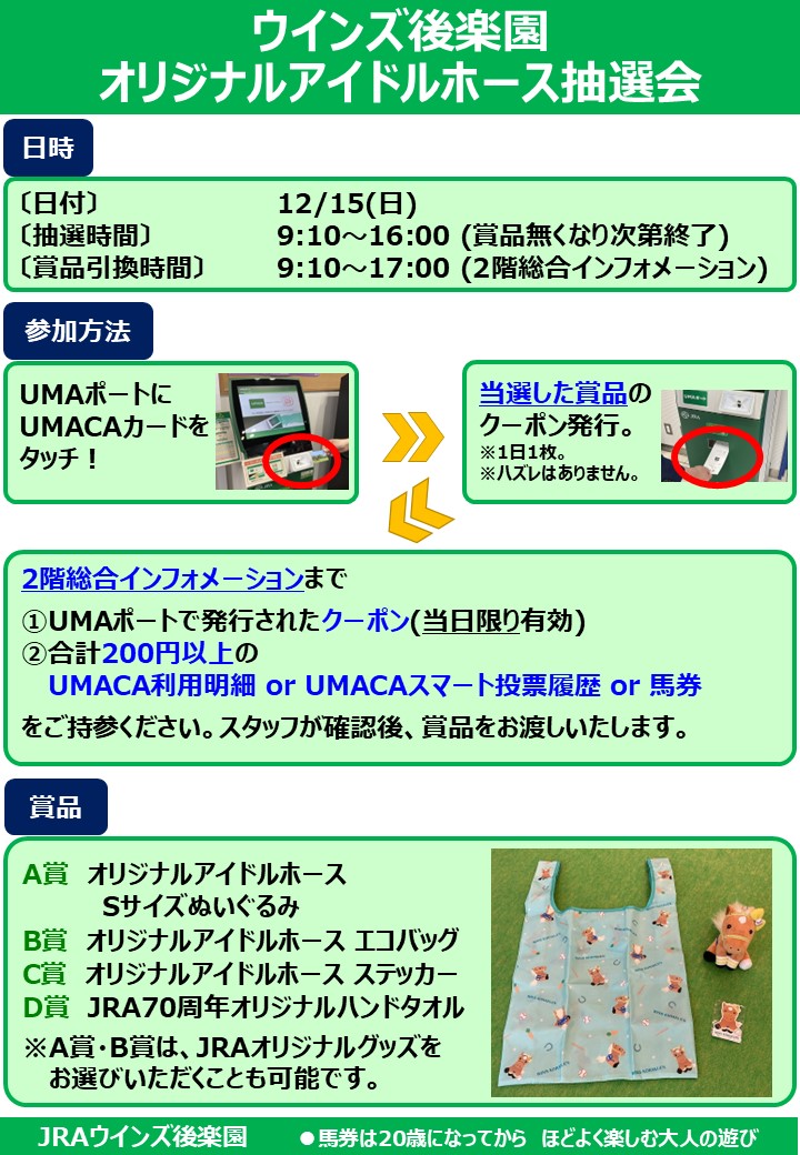 この度、ウインズ後楽園オリジナルアイドルホースが「Sサイズの