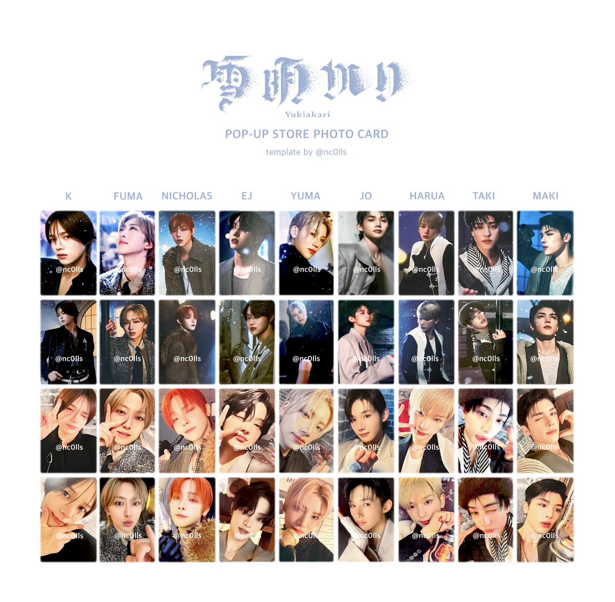 &TEAM 雪明かり popup ポップアップ yukiakari photocard template