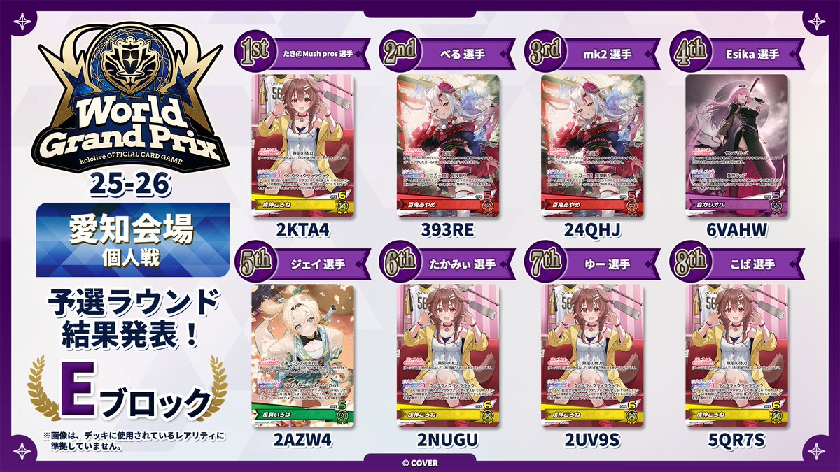 ホロカ WGP25-26 愛知】 🎉大会本戦 （個人戦）Eブロック 大会結果速報