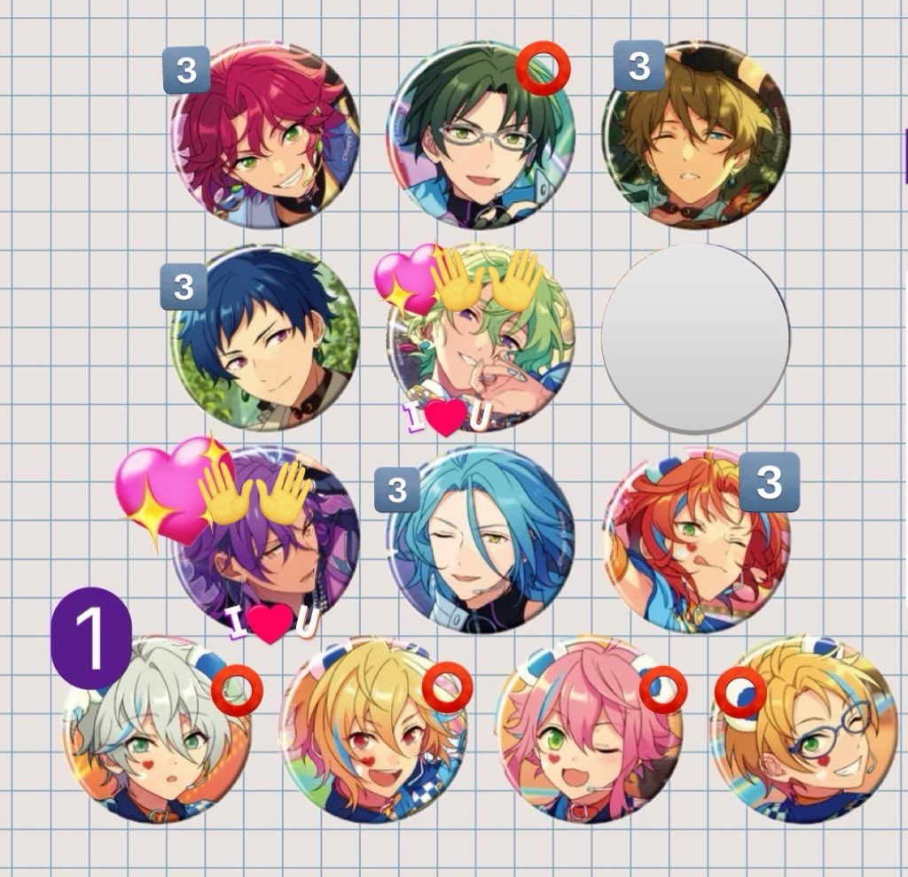 交換】あんスタ 缶バッジ FF様のみ 譲┊画像1 求┊画像2の凪砂、日和各