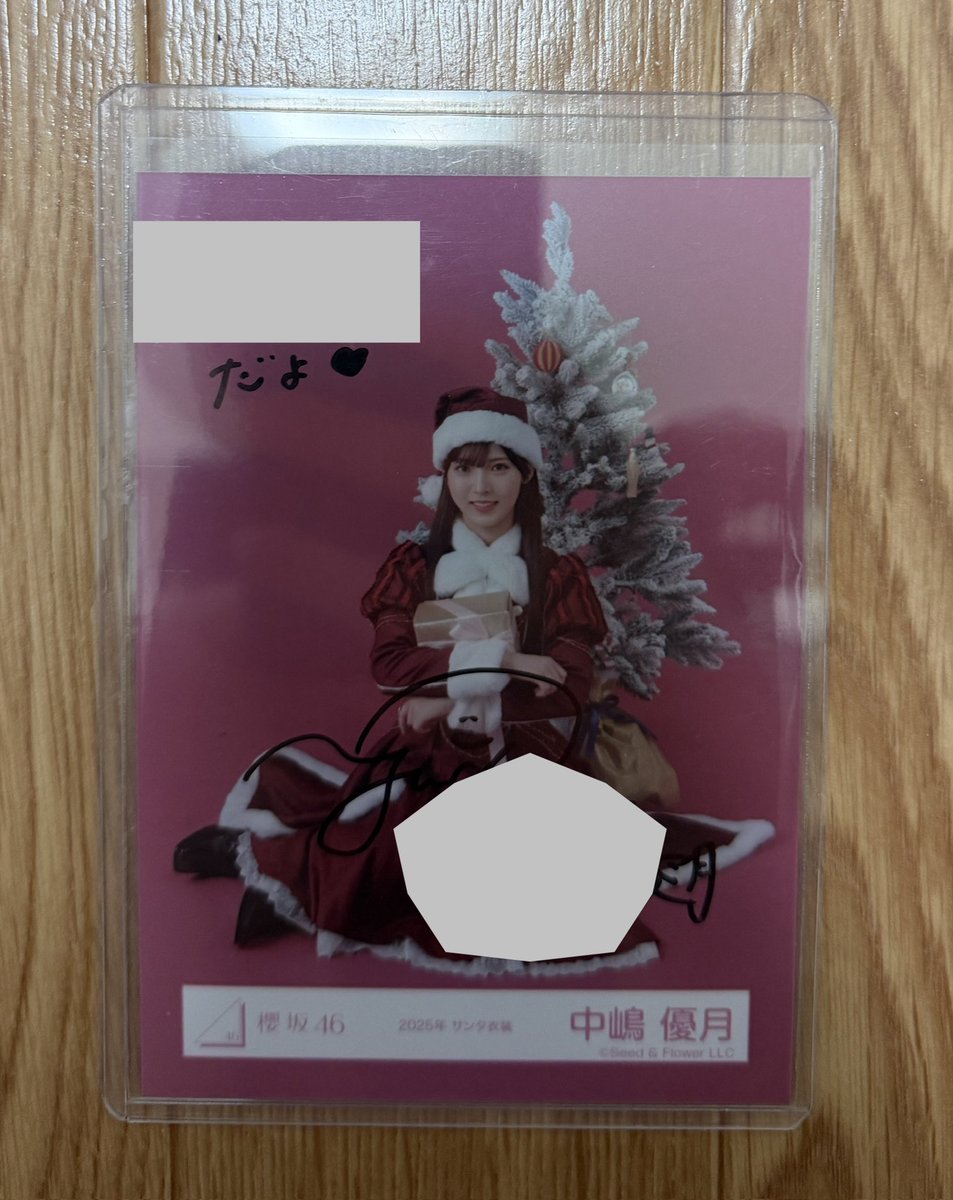 櫻坂 生写真 直筆 トレ 譲 中嶋優月 2025年サンタ衣装座り 求 石森璃花