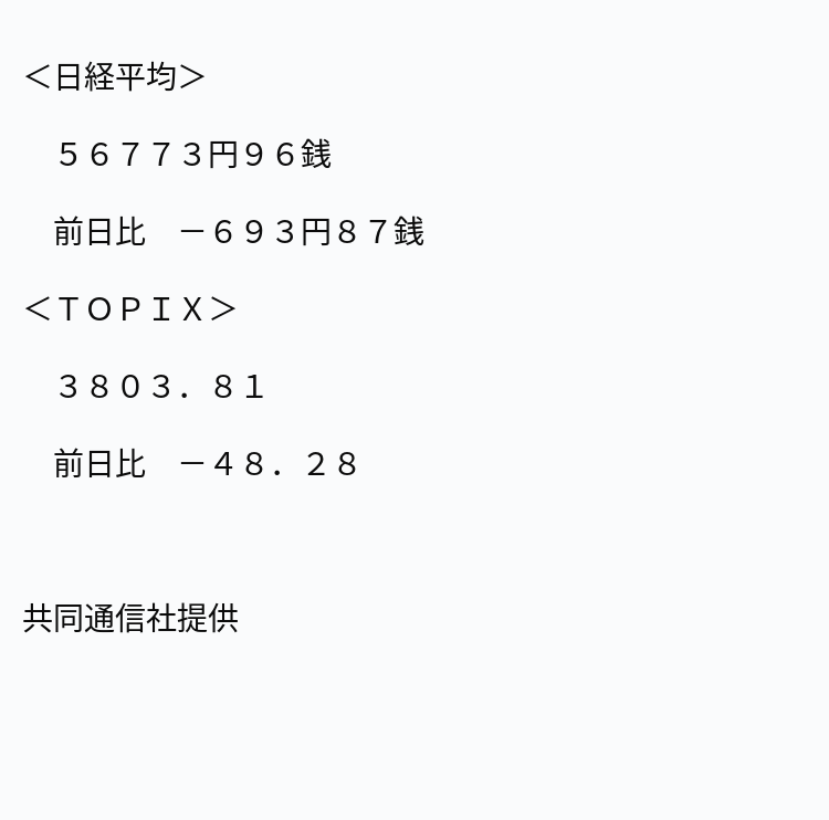速報】東京株式 20日09時15分 ※記事は投稿時点の内容です