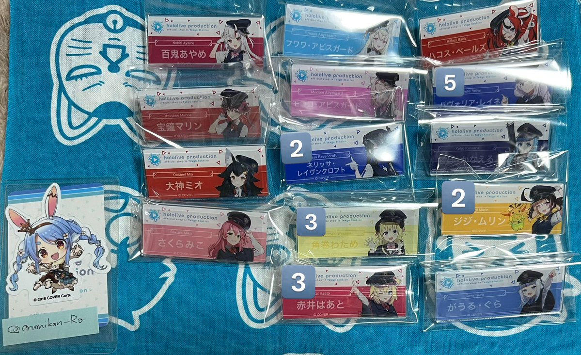 ホロライブ 東京駅名札風ランダムアクリルバッジ交換 出