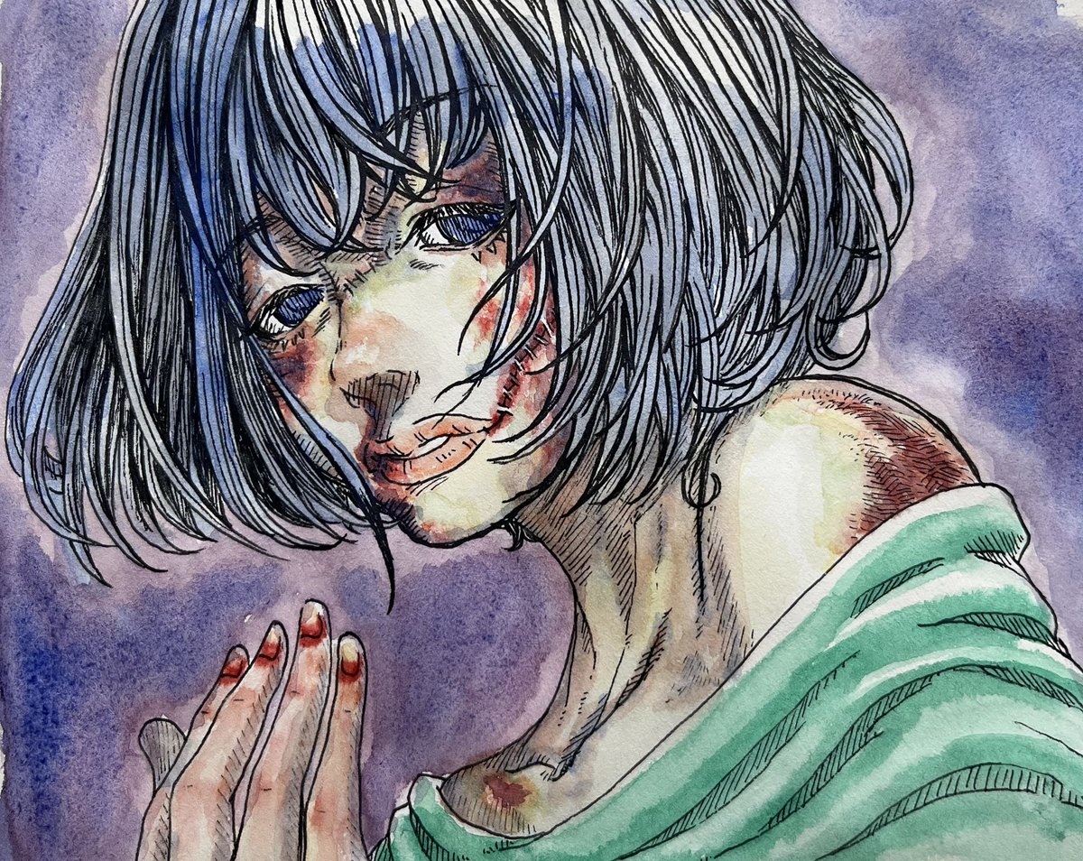 ❤️‍🩹 #ちょろっとイラスト #作成過程 #自作イラスト #水彩