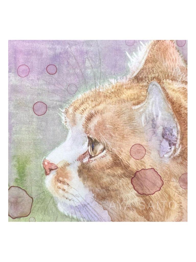 FACE」 透明水彩・水彩紙・木製パネル 10×10cm 画材店で可愛いサイズの