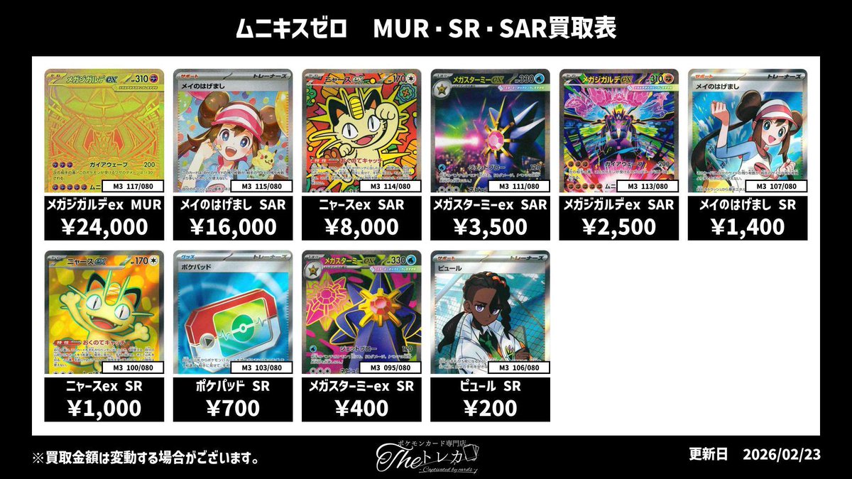 ムニキスゼロ SR・SAR 買取💹 メガジガルデ MUR 24,000円 メイのはげ