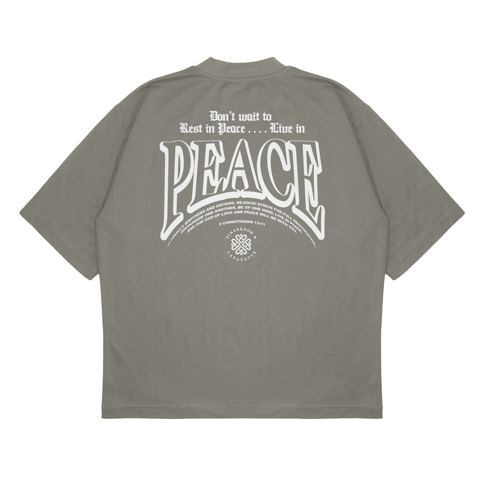 LIVE IN PEACE MOCK-NECK TEE (GREEN) - Pinebrook & Lafayette