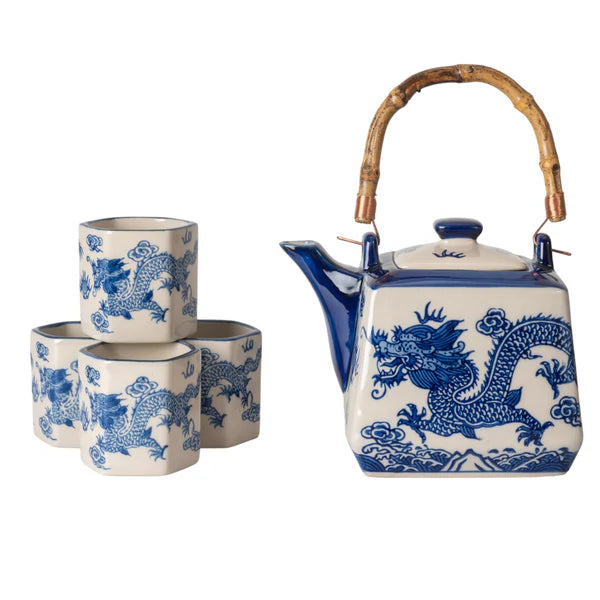 Blue and White Ryu Dragon Hexagon Tea Set – Pearl River Mart