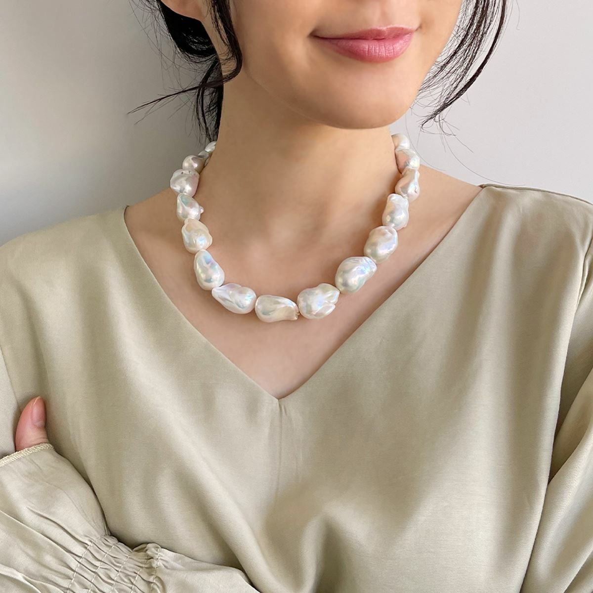 淡水バロック真珠 ネックレス15-16mmUP オイスター -Unique+- | 淡水