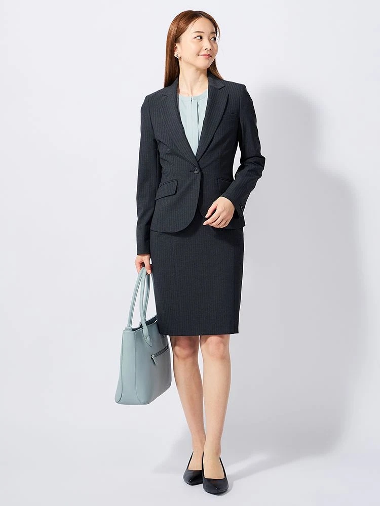 M．グレー スマ美スーツ タイトスカート ネイビー/グレー | P.S.FA