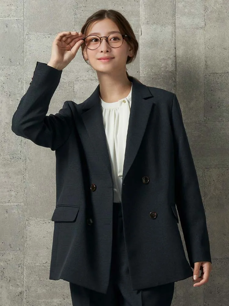 ネイビー オータムチェックスーツ【My wardrobe】ダブルジャケット