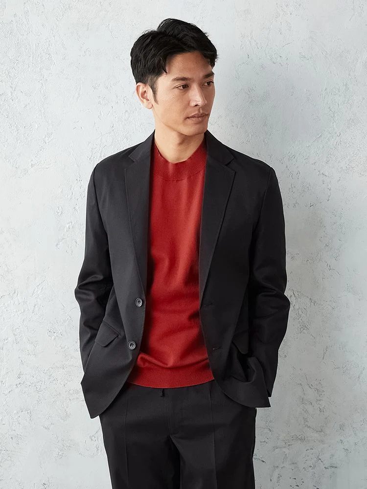 L．グレー 軽量プチプラセットアップ ジャケット 無地 グレー