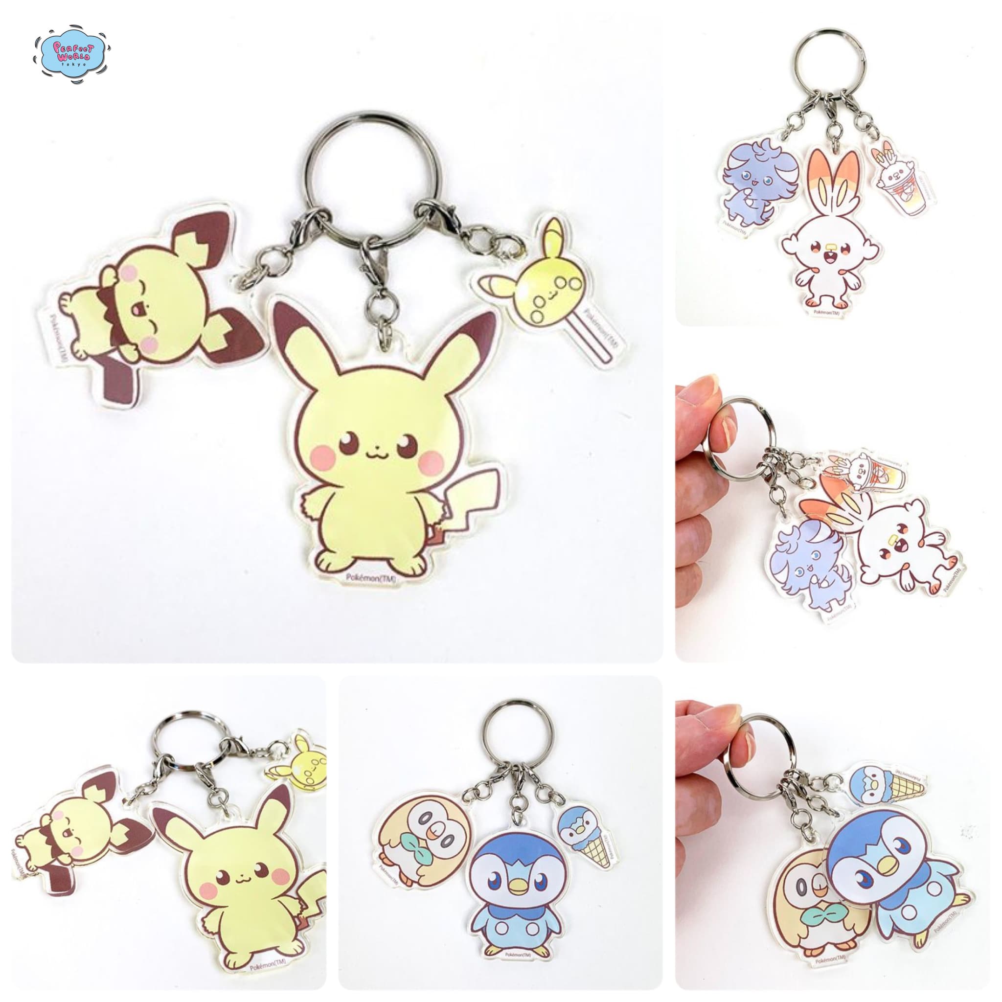 ポケモン 3連アクリルキーホルダー：3つのチャームでインパクト抜群