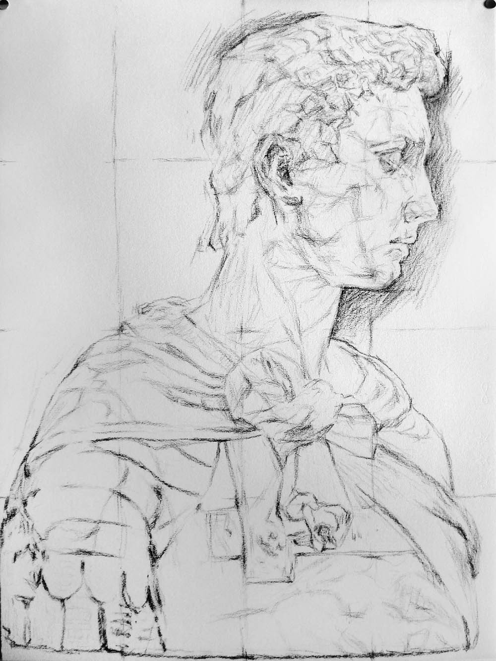 81＞ 聖ジョルジュ像（木炭デッサン）1 : 画写ッ！