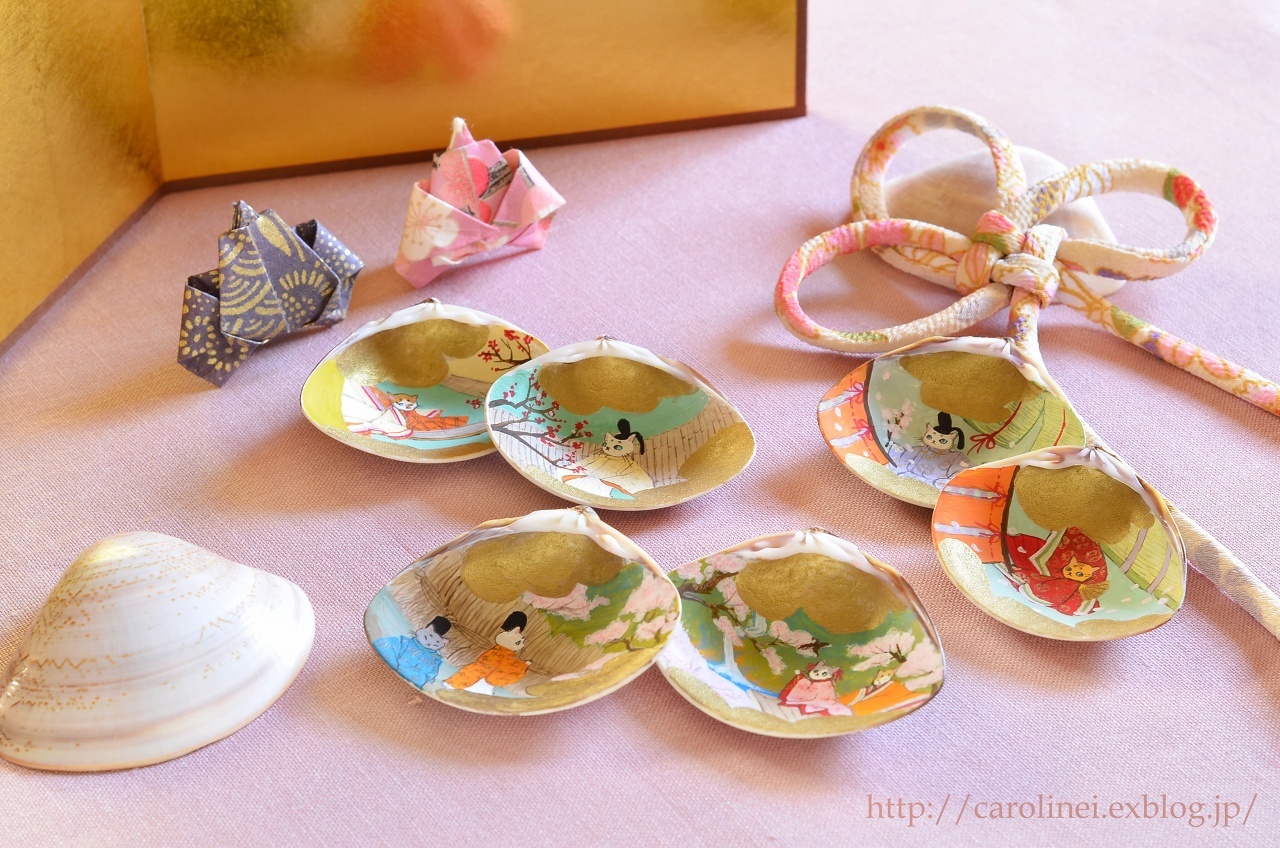 ひなまつりに、猫貝合わせ Handmade Kaiawase Cats Ver. : お茶の時間