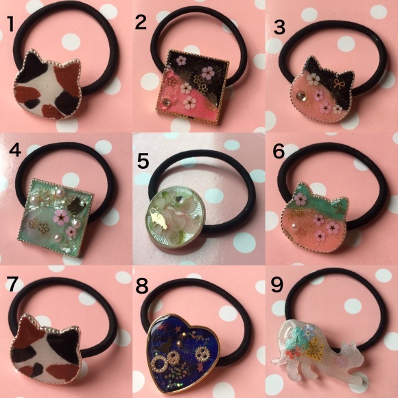 ミモザ ブラウン猫ちゃんレジンヘアゴム