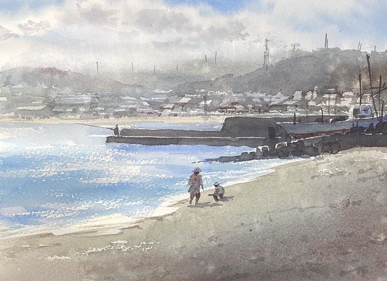 ちょこっと三浦海岸へ : 赤坂孝史の水彩画 AKASAKA TAKASHI watercolor