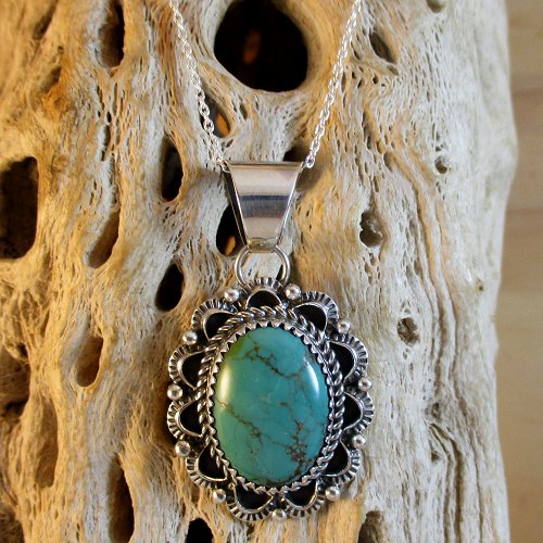 ナバホ族：John Delvin グリーンターコイズ ペンダント - PINE☆FIELD