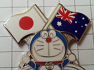 ピンバッジ・ドラえもんテレビ朝日シドニー五輪オーストラリア国旗と日