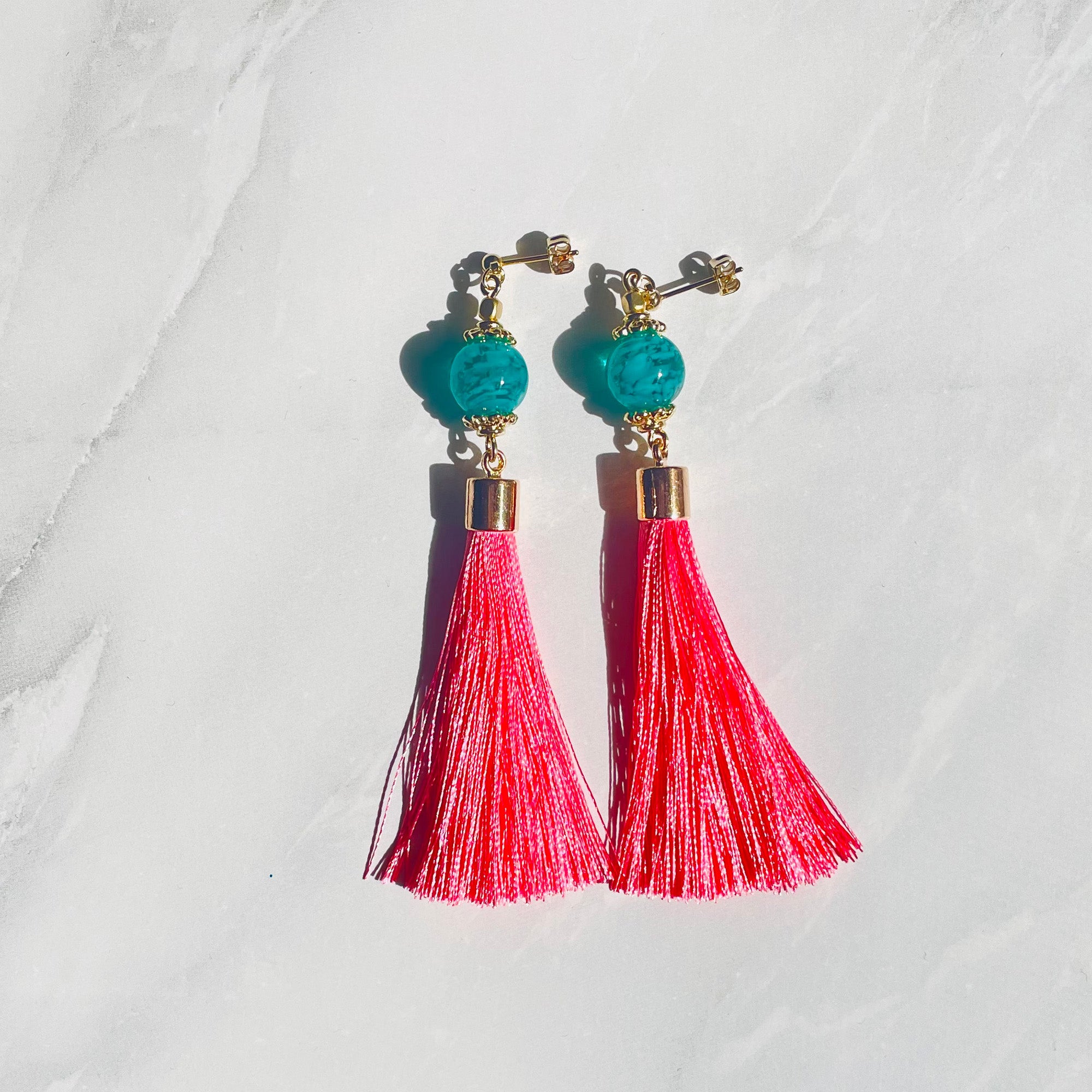 概念アクセサリー】ベネチアガラス&タッセルパーツ ドロップピアス