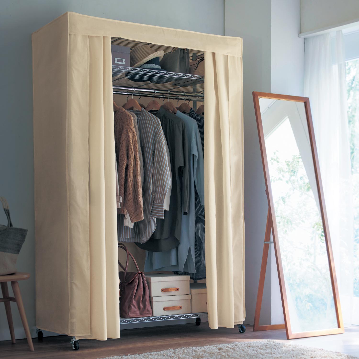 洗えるカバー付きハンガーラック（クローゼットハンガー）｜通販の