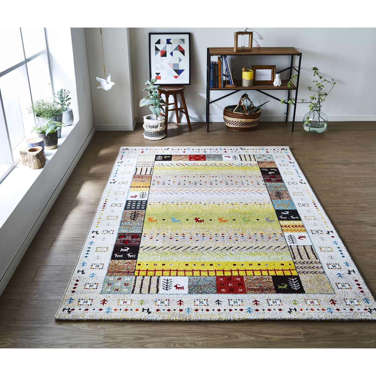 トルコ製ギャッベ風デザインのウィルトン織りラグ（ラグ）｜通販の