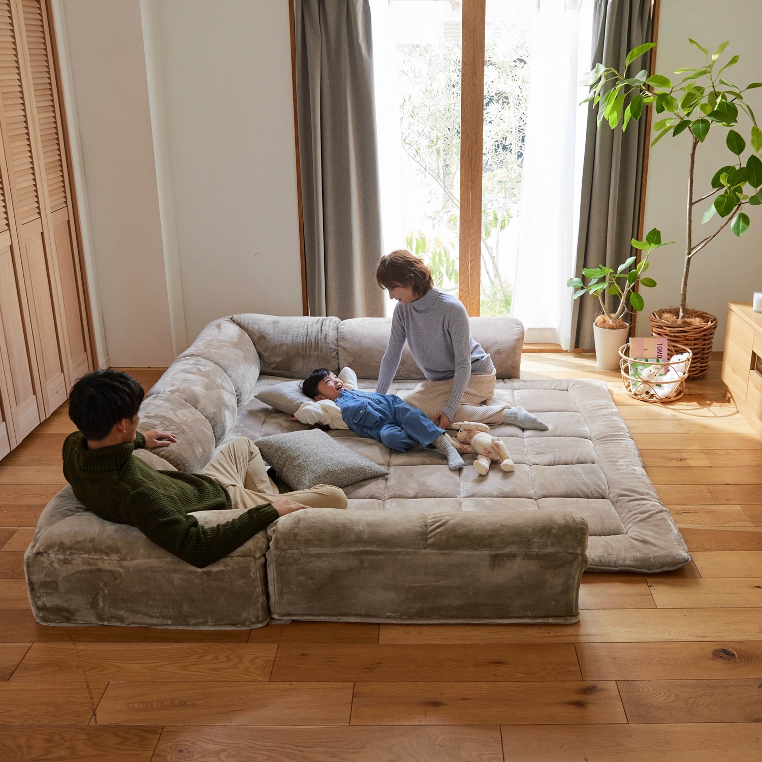 あったかなめらかなダブルコーナークッションセット(ローソファー