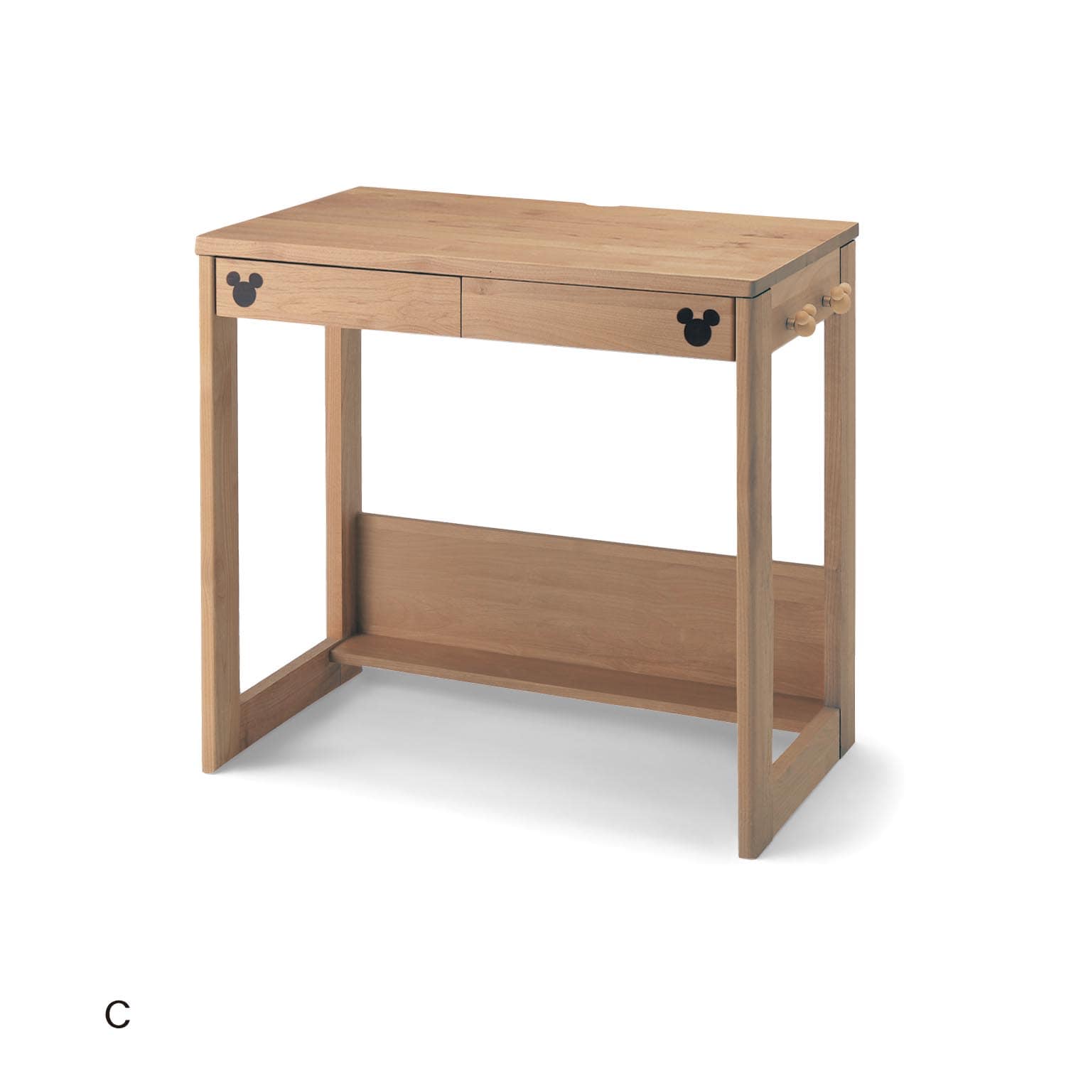 天然木の学習机「ミッキーモチーフ」（ディズニー 子供部屋 収納