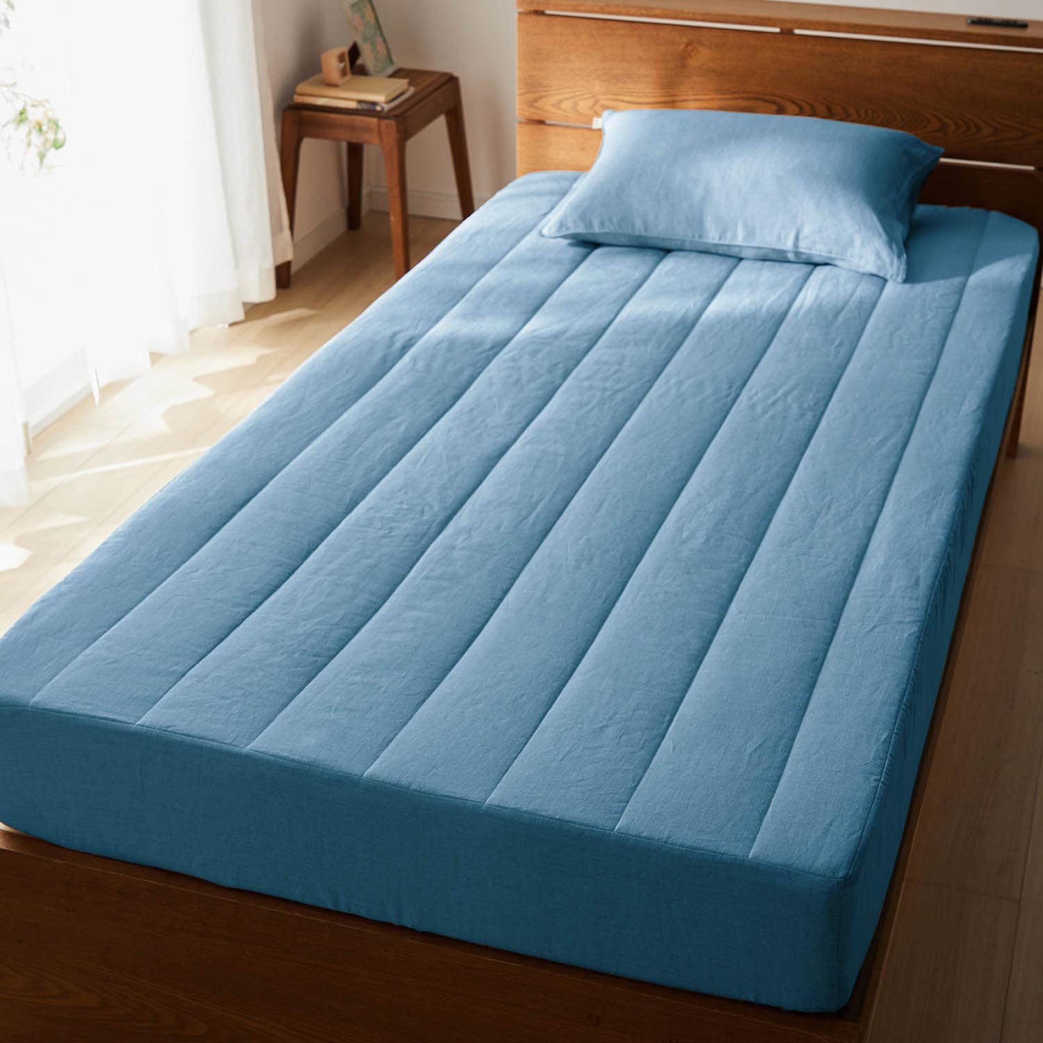 フレンチリネンボックスシーツ型敷きパッド（ボックスシーツ/ベッド