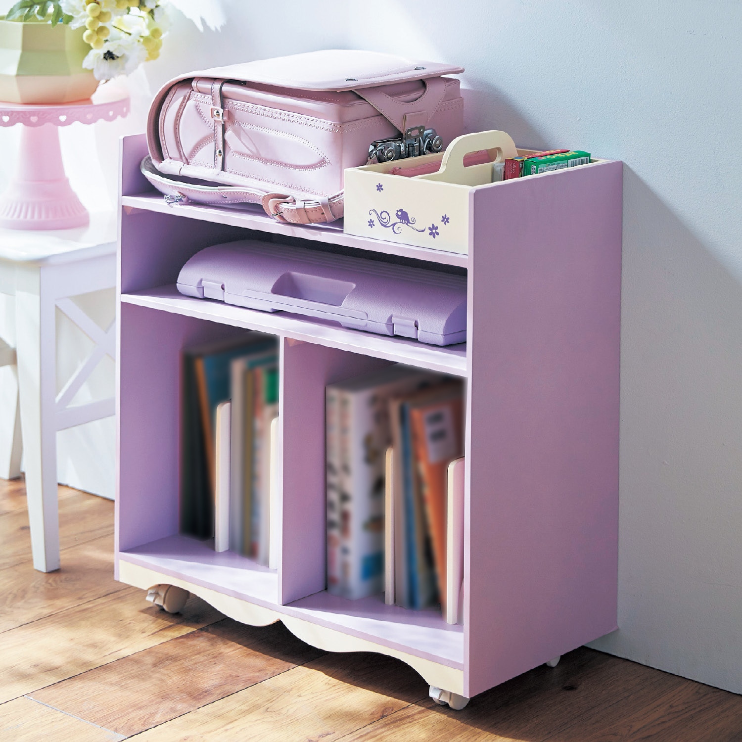 ダイニング学習にぴったり！サッと隠せるランドセル収納ワゴン（選べる