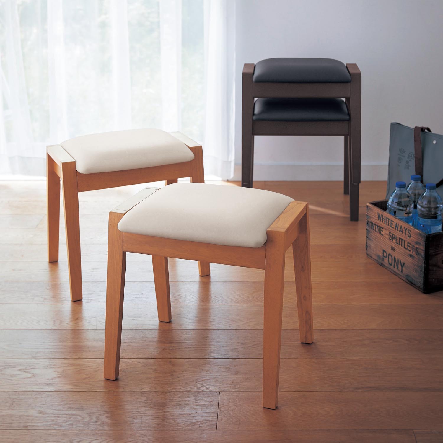 スタッキングスツール2脚セット（ダイニングチェア/ソファー/ベンチ