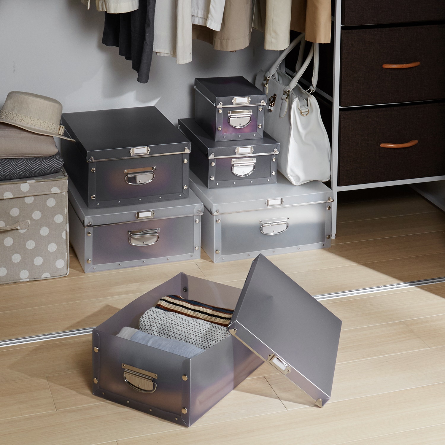 多サイズ展開！モダン折りたたみ式収納ボックス（収納ボックス