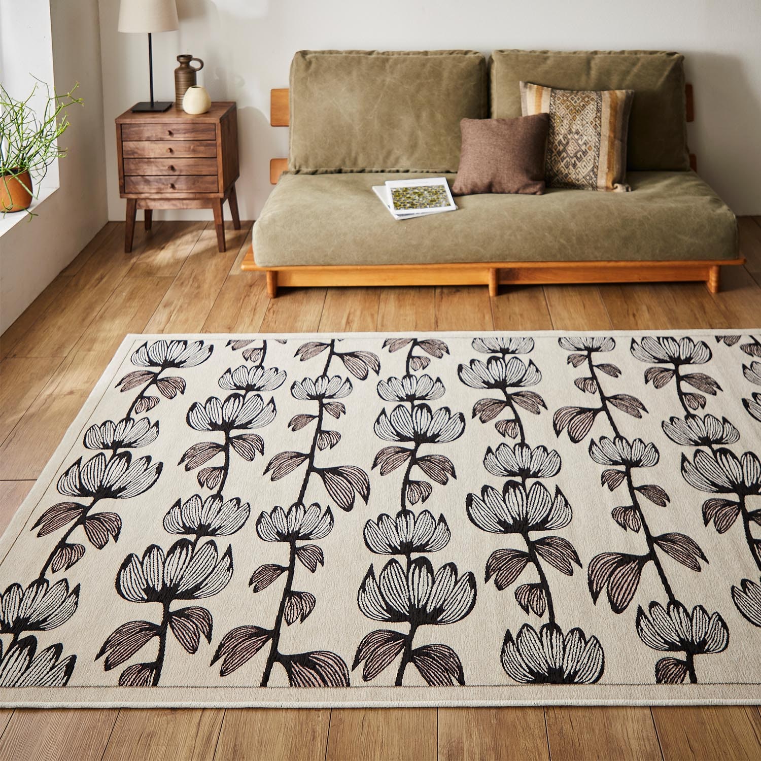 北欧デザインのゴブランシェニール織りラグ［ベルギー製］(フィンレイ