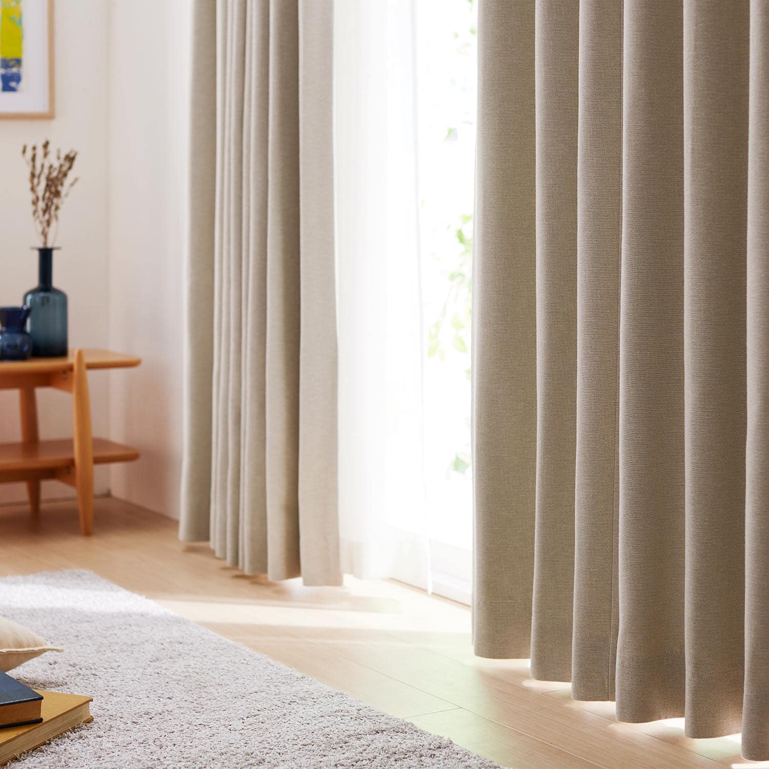 オーダー】 【2倍ヒダ】絶妙なニュアンスカラー。綿混遮光・遮熱・形状