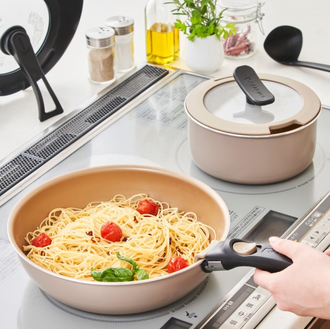 500日保証】ツルすべが続く。毎日使いたい着脱式ハンドルフライパン7点