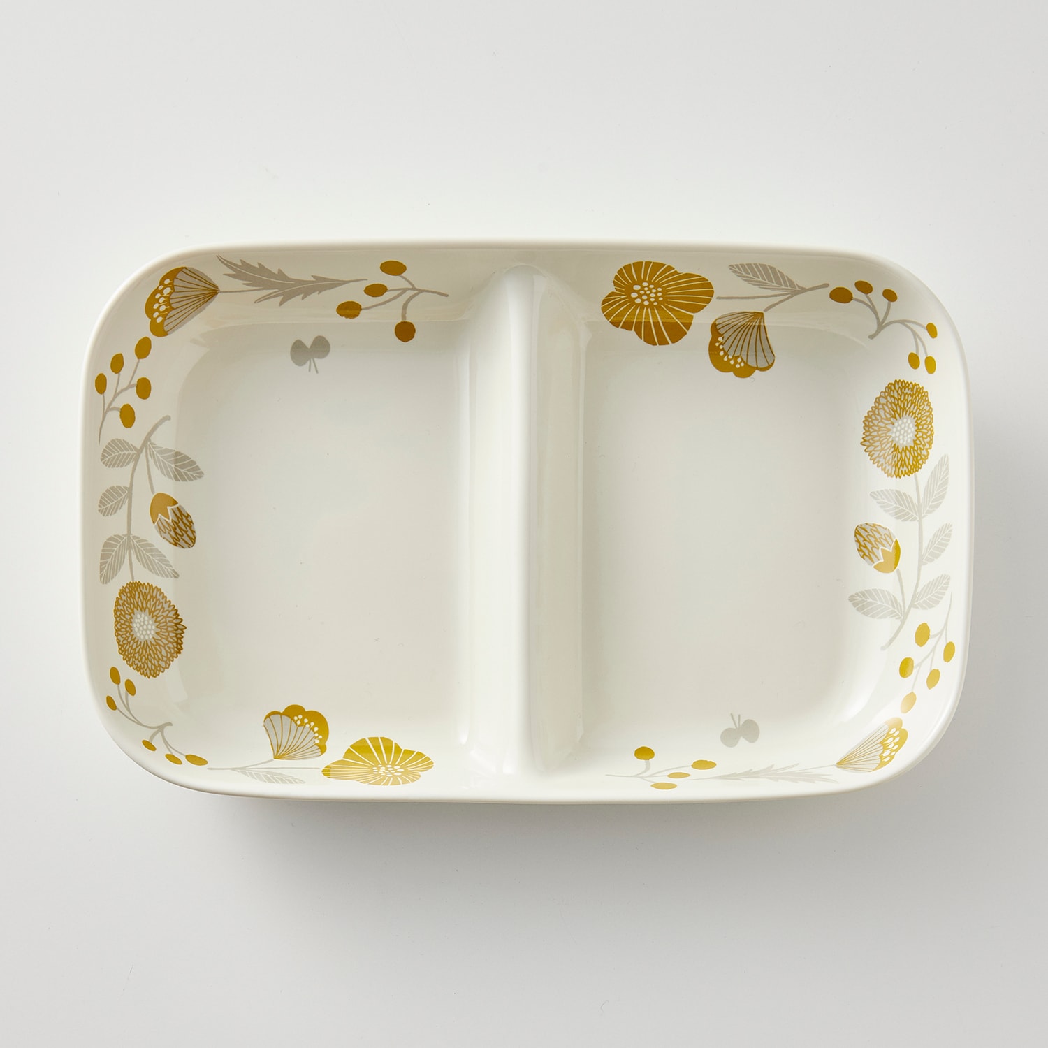 洗い物が減る北欧調ランチプレート2つ仕切り皿 2枚セット［日本製